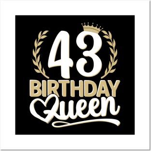 43rd Birthday For Her | 43 Years Old, Birthday Queen 43 Posters and Art